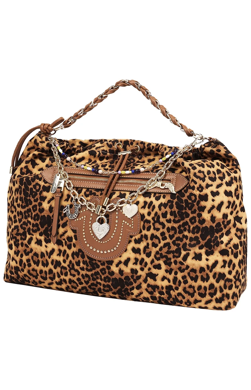 True Religion Leopard Print Soft Hobo Bag