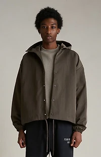 Fear of God ESSENTIALS Brown Textured Nylon Hooded Jacket