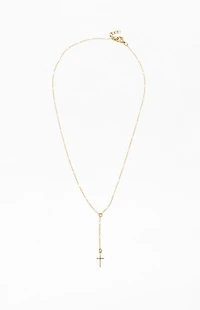 John Galt Gold Beaded Cross Chain Necklace