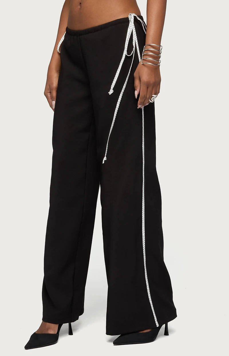 Edikted Mikah Dotted Ribbon Wide Leg Pants