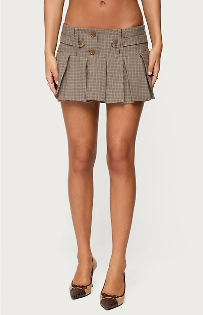 Edikted Lockette Plaid Pleated Mini Skort
