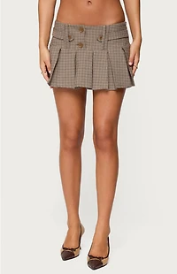Edikted Lockette Plaid Pleated Mini Skort