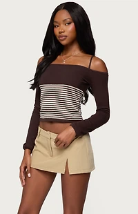 Edikted Darya Striped Off Shoulder Knit Top