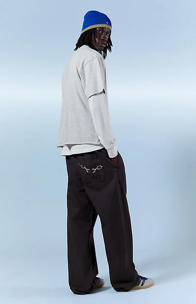 Pacsun Gray Chain Embroidered Baggy Pants