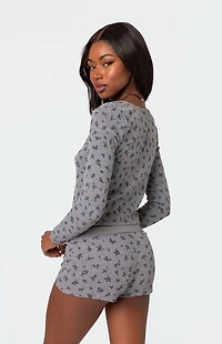 Edikted Lavender Waffle Long Sleeve Top
