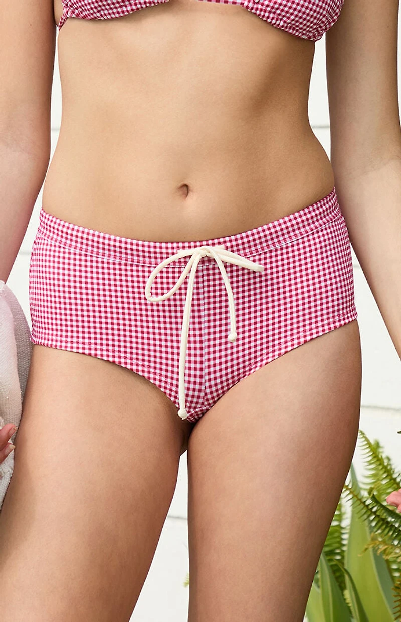 Pacsun Red Gingham Reina Swim Shorts