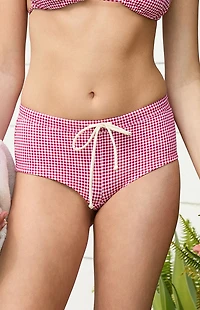 Pacsun Red Gingham Reina Swim Shorts