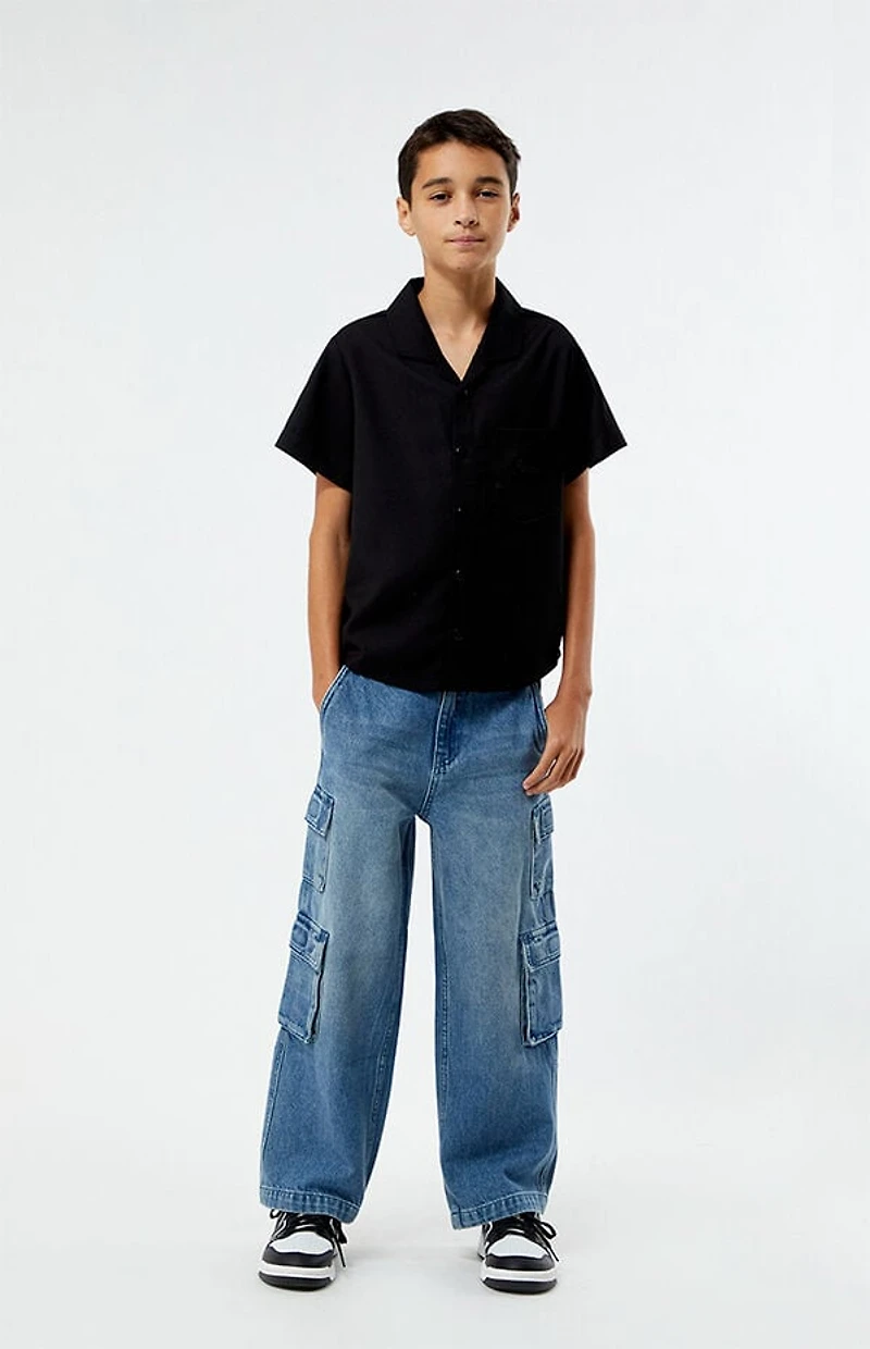 Pacsun Kids Medium Indigo Baggy Cargo Jeans