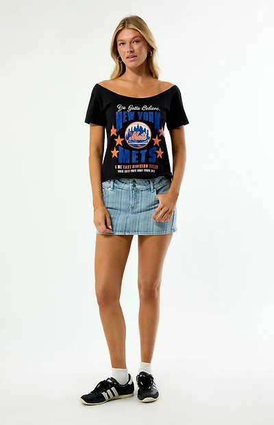 WILD COLLECTIVE x MLB NY Mets Off-The-Shoulder T-Shirt