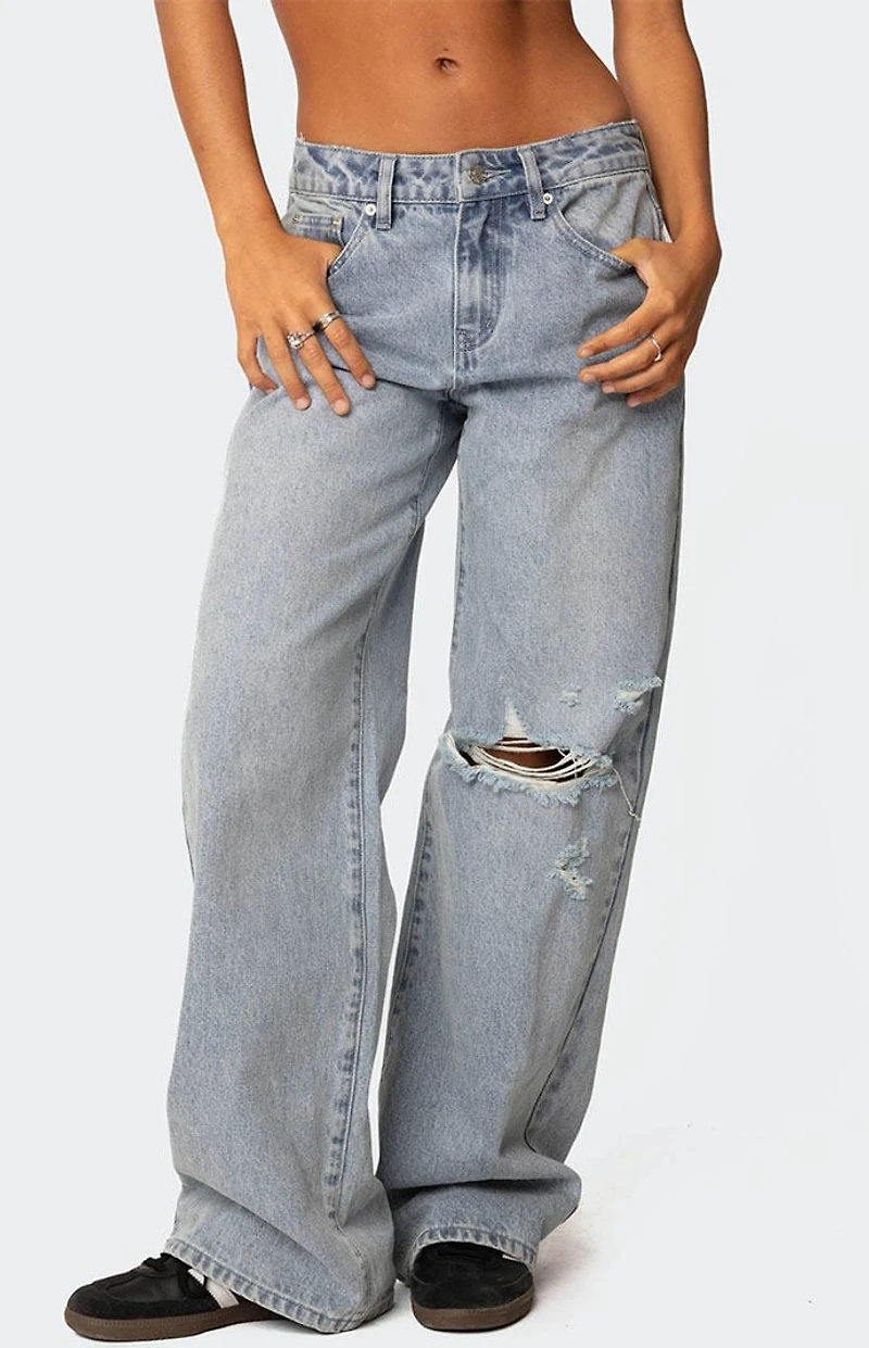Edikted Adam Distressed Wide Leg Jeans