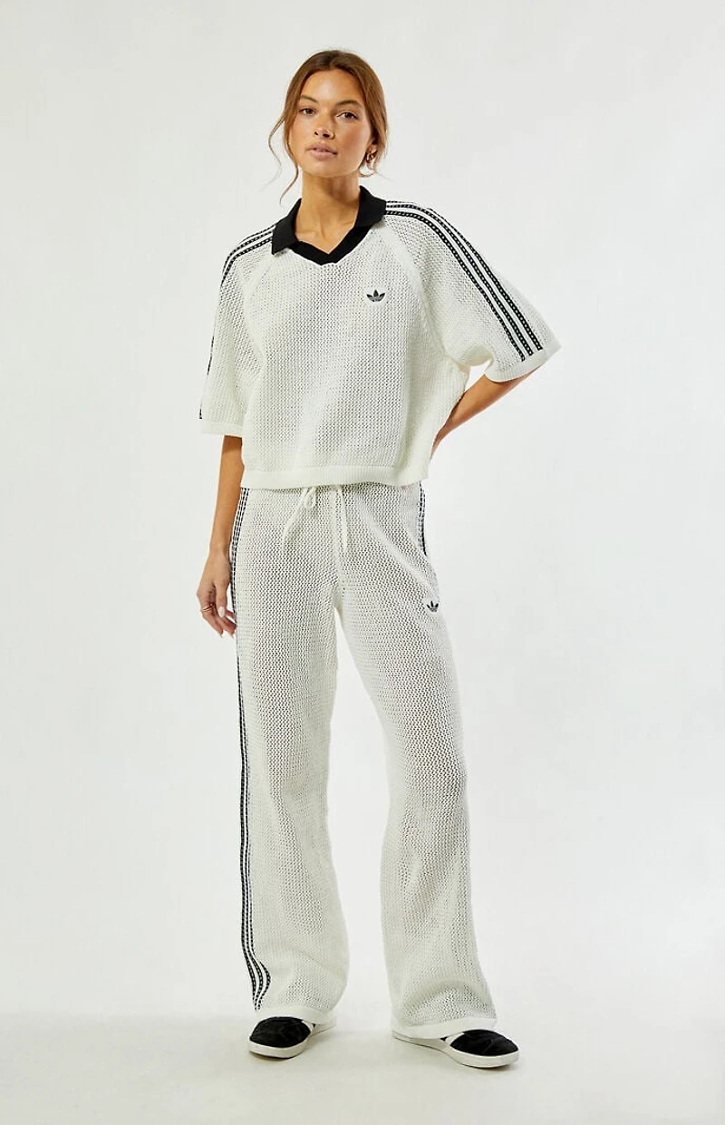 adidas Off White Crochet Polo Sweater