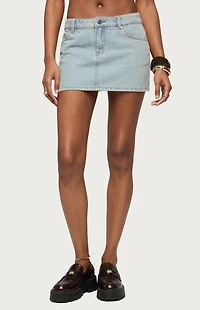Edikted Spencer Low Rise Denim Micro Skirt