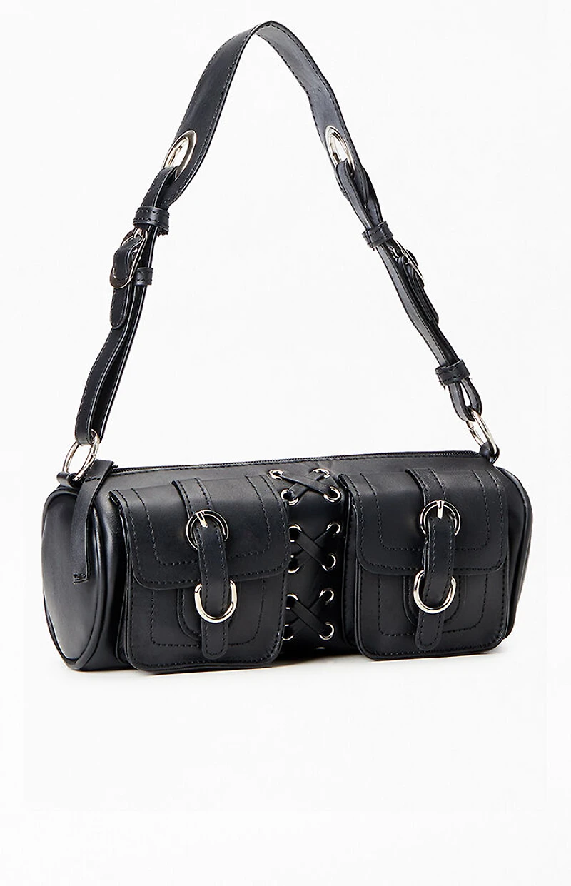 Pacsun Faux Leather Lace Up Structured Shoulder Bag