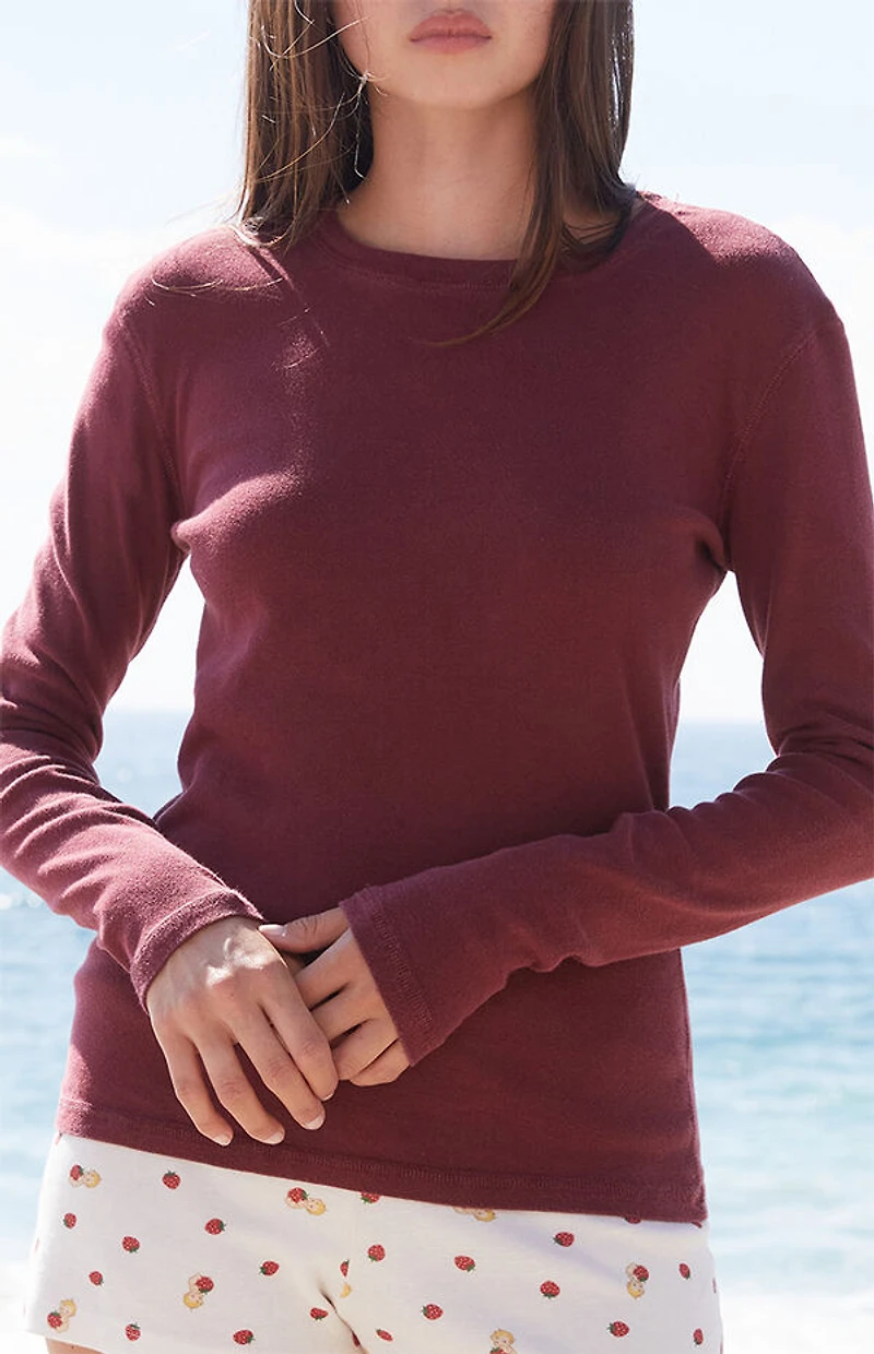 John Galt Burgundy Ainsley Long Sleeve Top