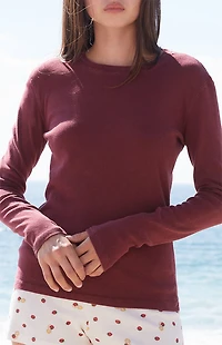 John Galt Burgundy Ainsley Long Sleeve Top