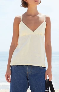John Galt Yellow Edith Linen Tank Top