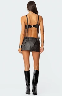 Edikted Sadaf Faux Leather Bra Top