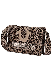 True Religion Bling Logo Leopard Messenger Bag