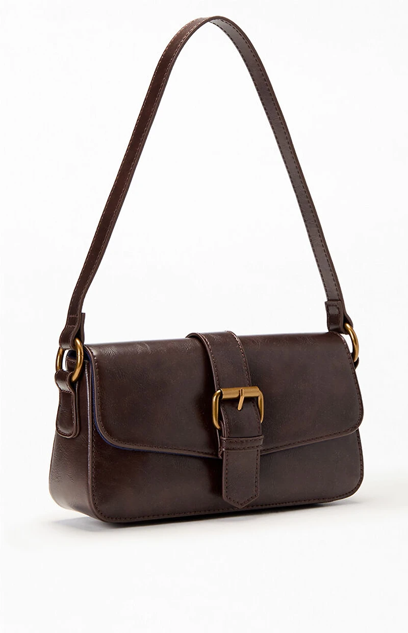 John Galt Brown Buckle Shoulder Bag