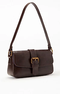 John Galt Brown Buckle Shoulder Bag