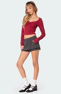 Edikted Nat Ruched V Neck Top