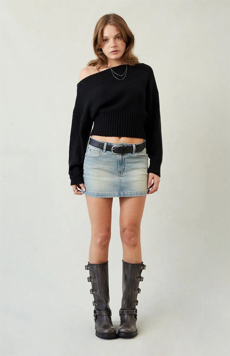 Pacsun Bella Stretch Light Indigo Mid Rise Denim Mini Skirt