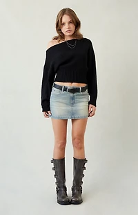 Pacsun Bella Stretch Light Indigo Mid Rise Denim Mini Skirt