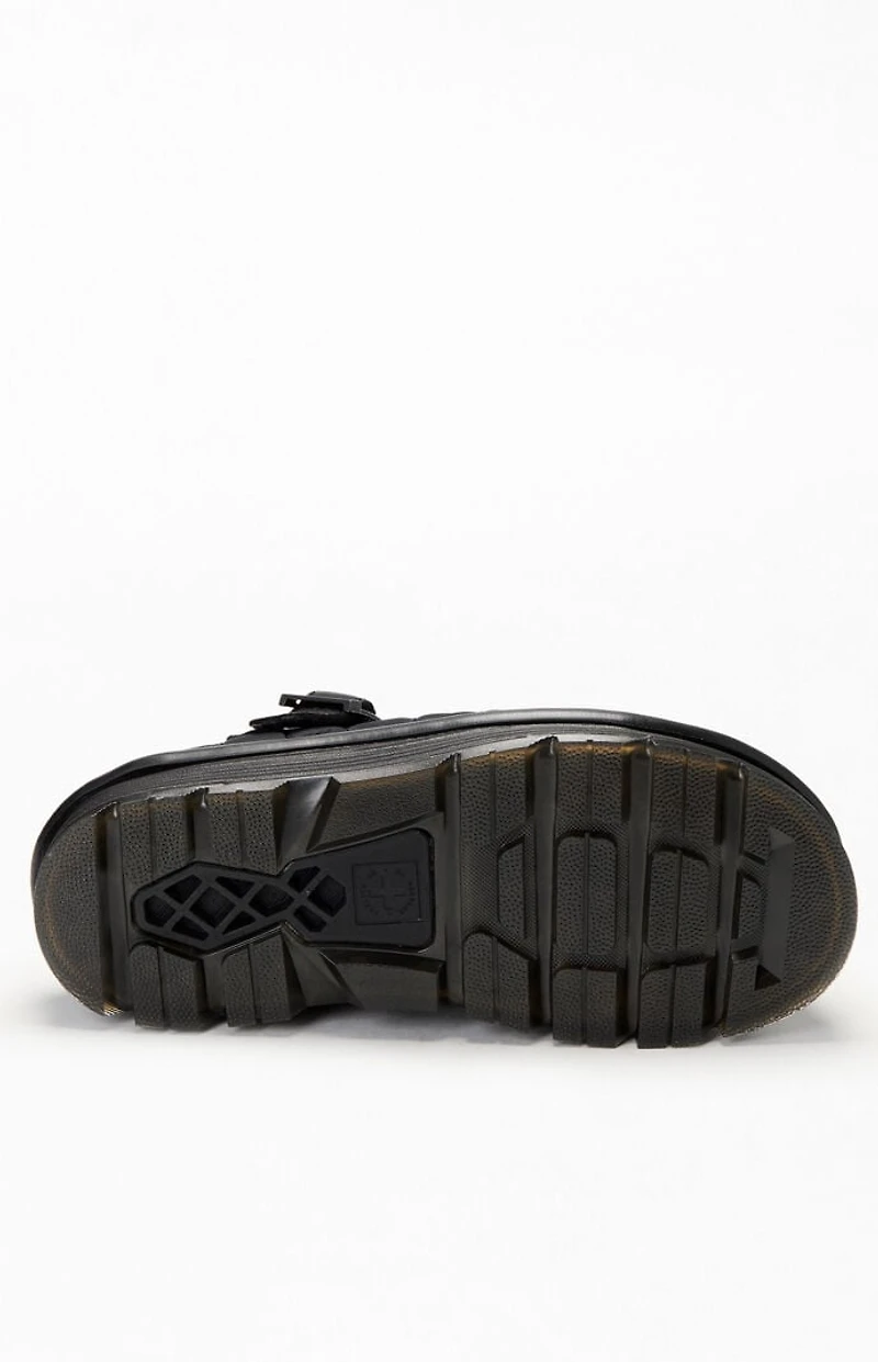 Dr Martens Black Zebzag Quilted Canvas Slingback Platform Mules