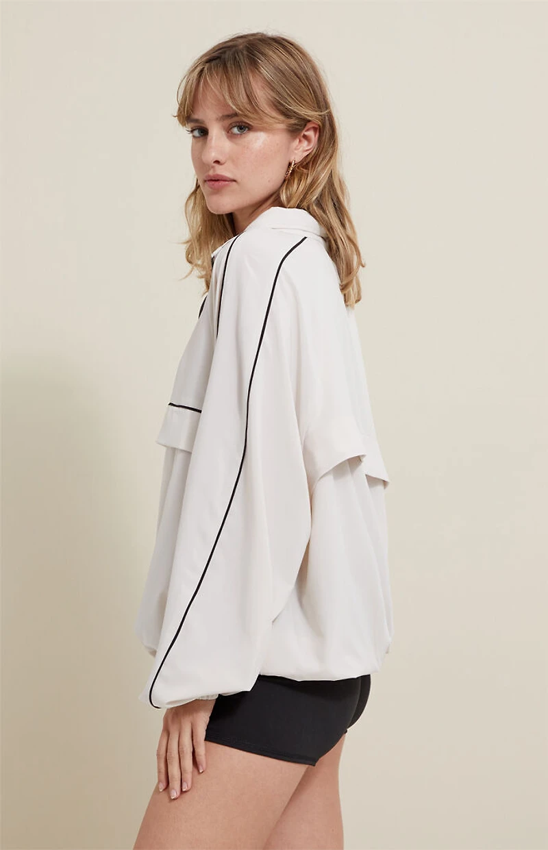 PAC 1980 Active Ivory Half Zip Windbreaker Track Jacket