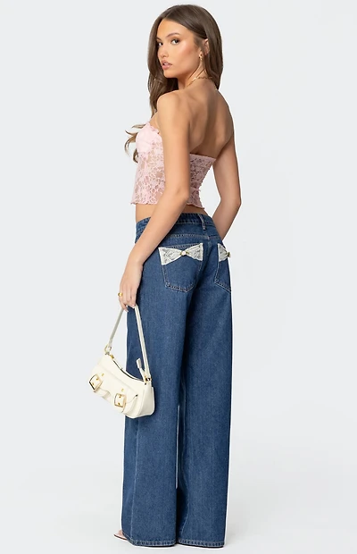Edikted Lacey Pocket Low Rise Jeans