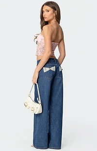 Edikted Lacey Pocket Low Rise Jeans