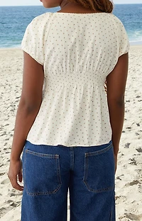 John Galt White & Pink Floral Blair Short Sleeve Top