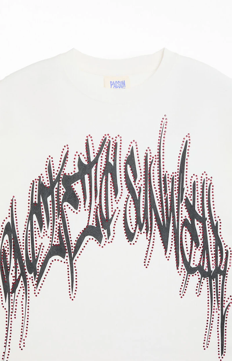 Pacsun White Handstyles Rhinestone T-Shirt