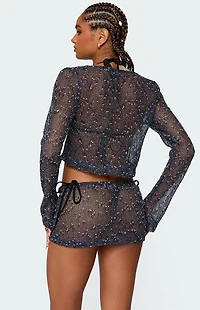 Edikted Idra Crochet Net Tie Front Top