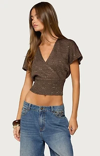 Edikted Shirah Backless Sequin Knit Top