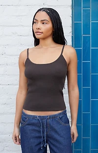 John Galt Brown Ribbed Tank Top