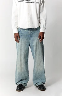Pacsun Blake Extreme Baggy Jeans Textured Checkerboard Light Blue