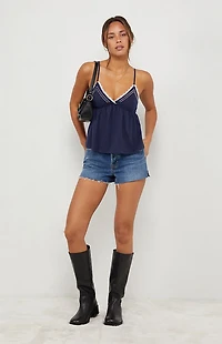 Your Favorite Elena Beaded V-Neck Babydoll Top