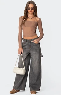 Edikted Baggy Washed Low Rise Carpenter Jeans