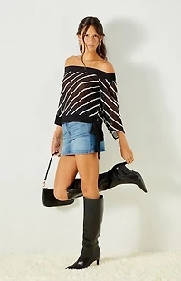 Beverly and Beck Ken Striped Off-The-Shoulder Top