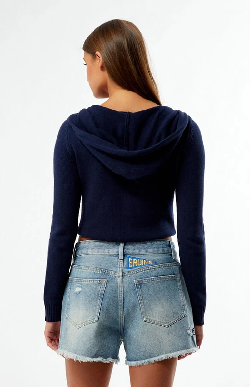 HYPE & VICE UCLA Bruins High Waisted Relaxed Patched Denim Shorts