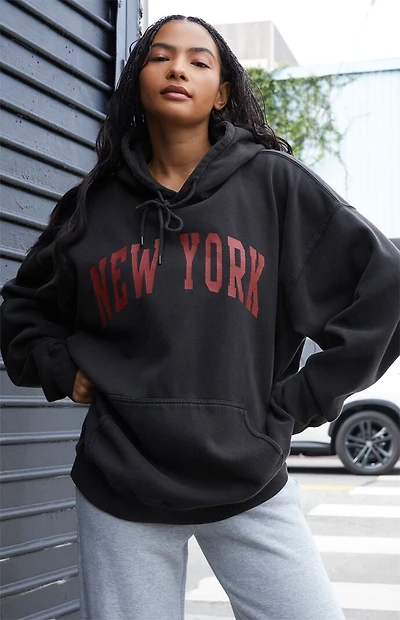 John Galt Black Christy New York Oversized Hoodie