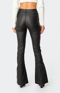 Edikted Luna Faux Leather Flare Jeans