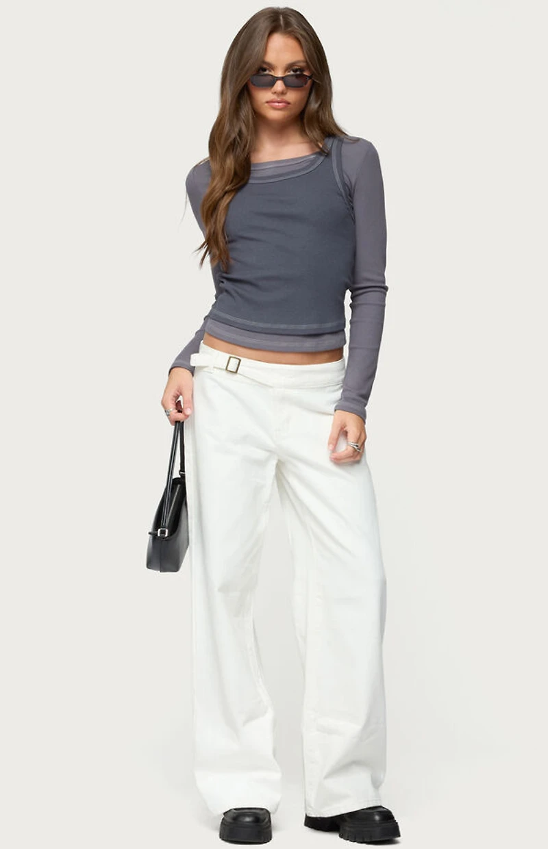 Edikted Zane Contrast Layered Long Sleeve Top