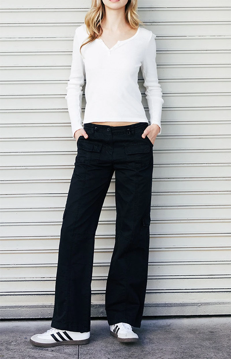 John Galt White Zelly Henley Long Sleeve Top