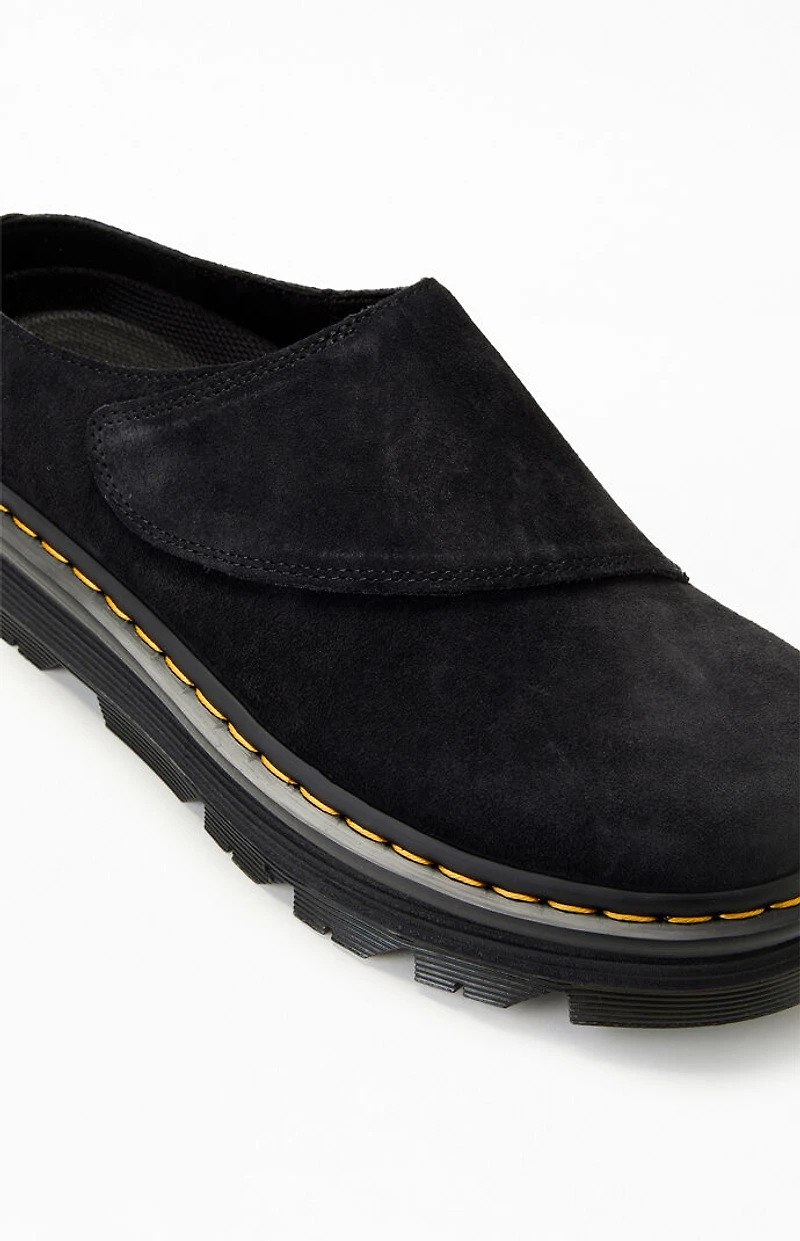 Dr Martens Black Zebzag Suede Anywair Platform Mules