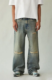 Pacsun Blake Extreme Baggy Jeans Ripped Dark Blue Tint