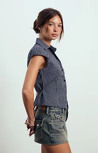 Beverly and Beck Georgie Short Sleeve Button Up Top