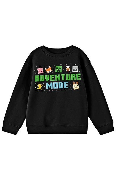 Kids Minecraft Adventure Mode Crew Neck Sweatshirt