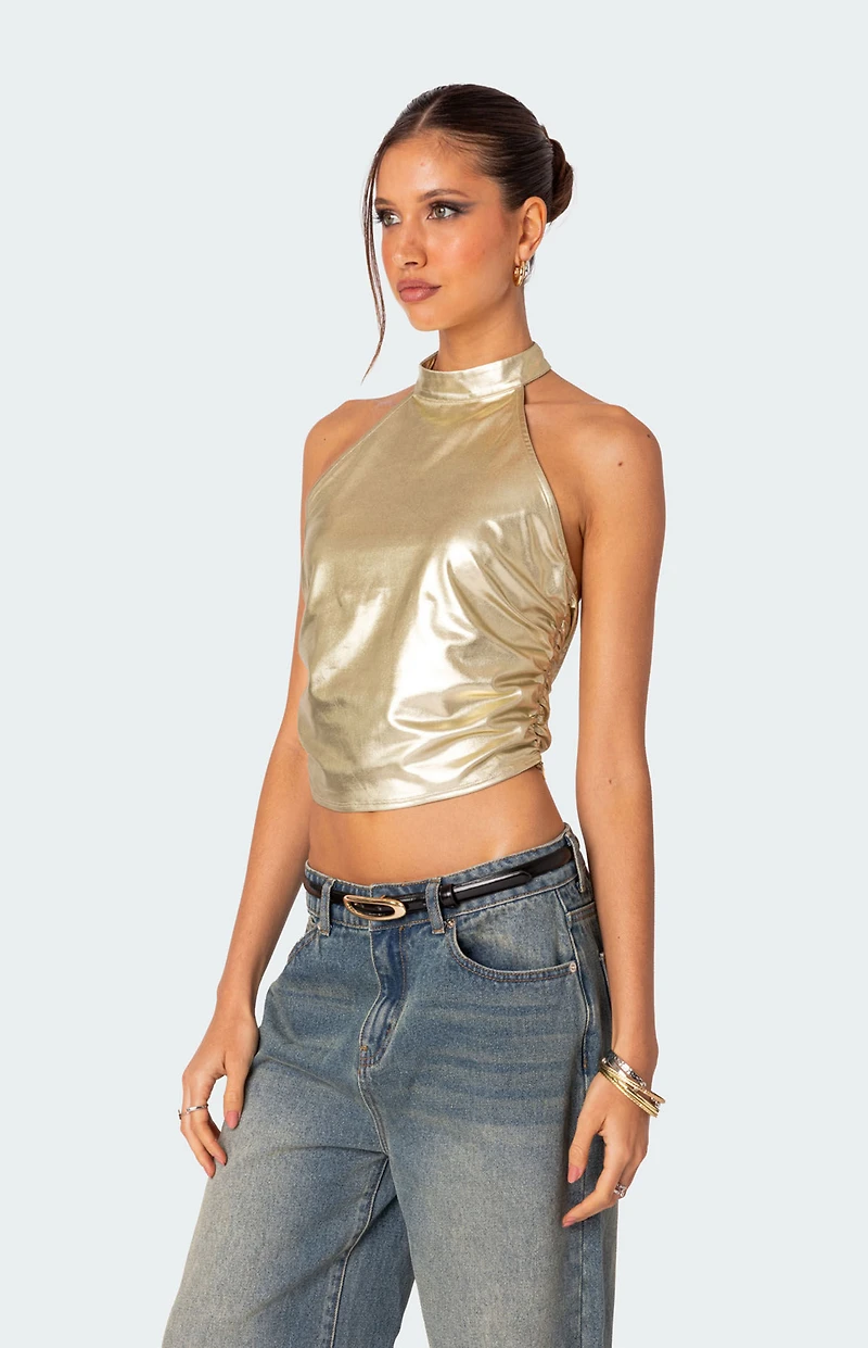 Edikted Karter Metallic Halter Top